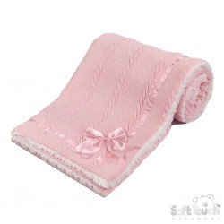 Knitted blanket with satin bow