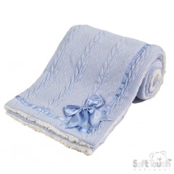 Knitted blanket with satin bow