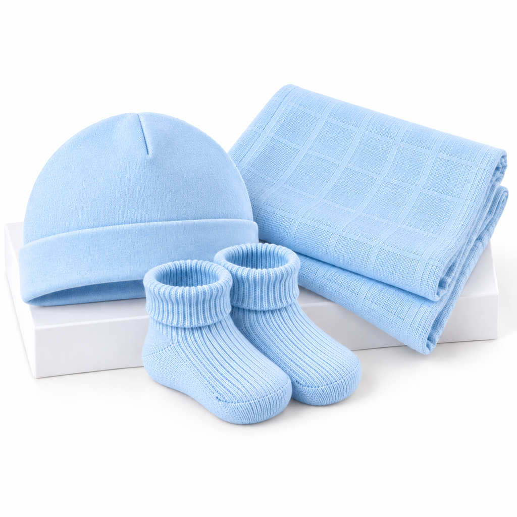 Premature Baby Gift Set – Cotton Hat, Muslin Squares & Socks