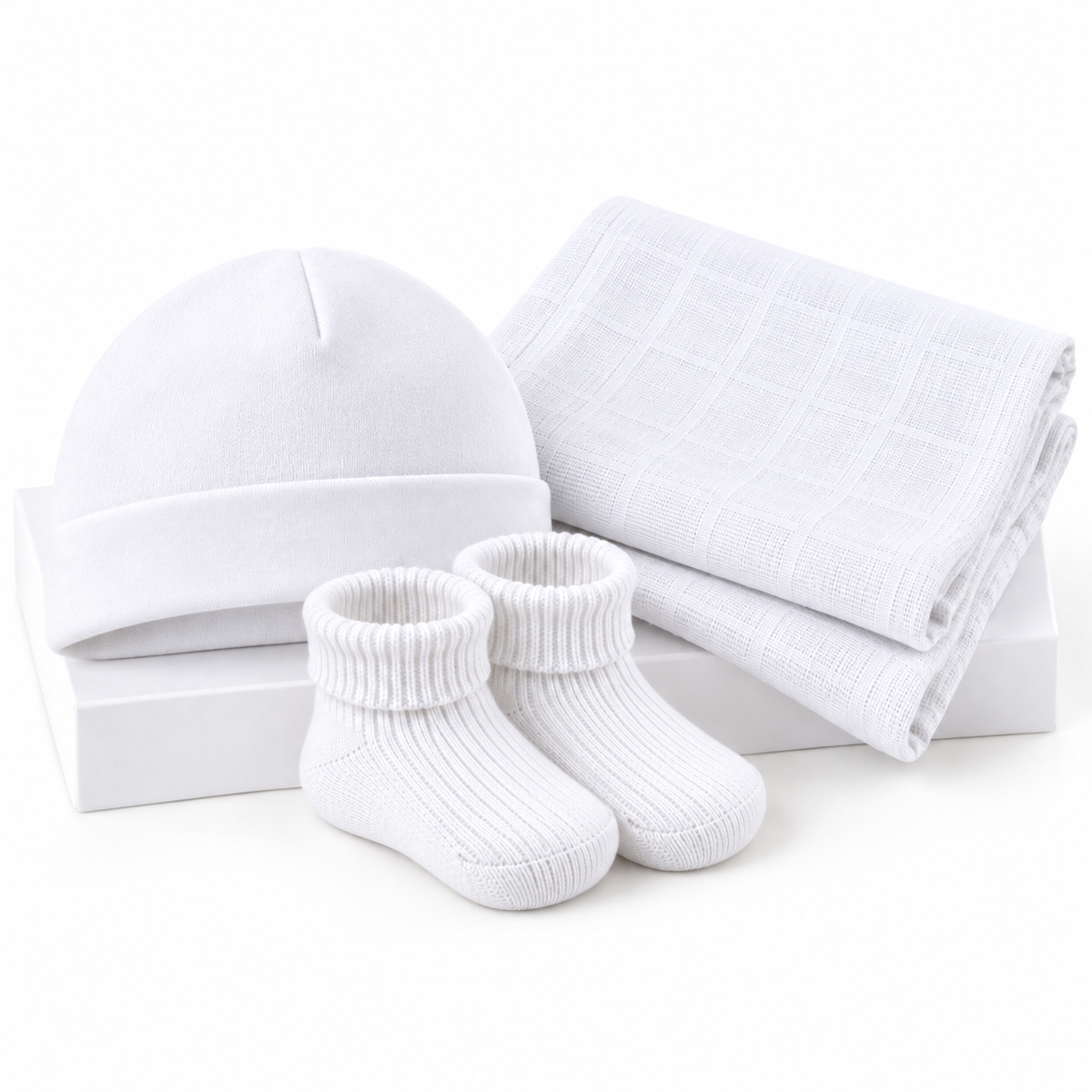 Premature Baby Gift Set – Cotton Hat, Muslin Squares & Socks