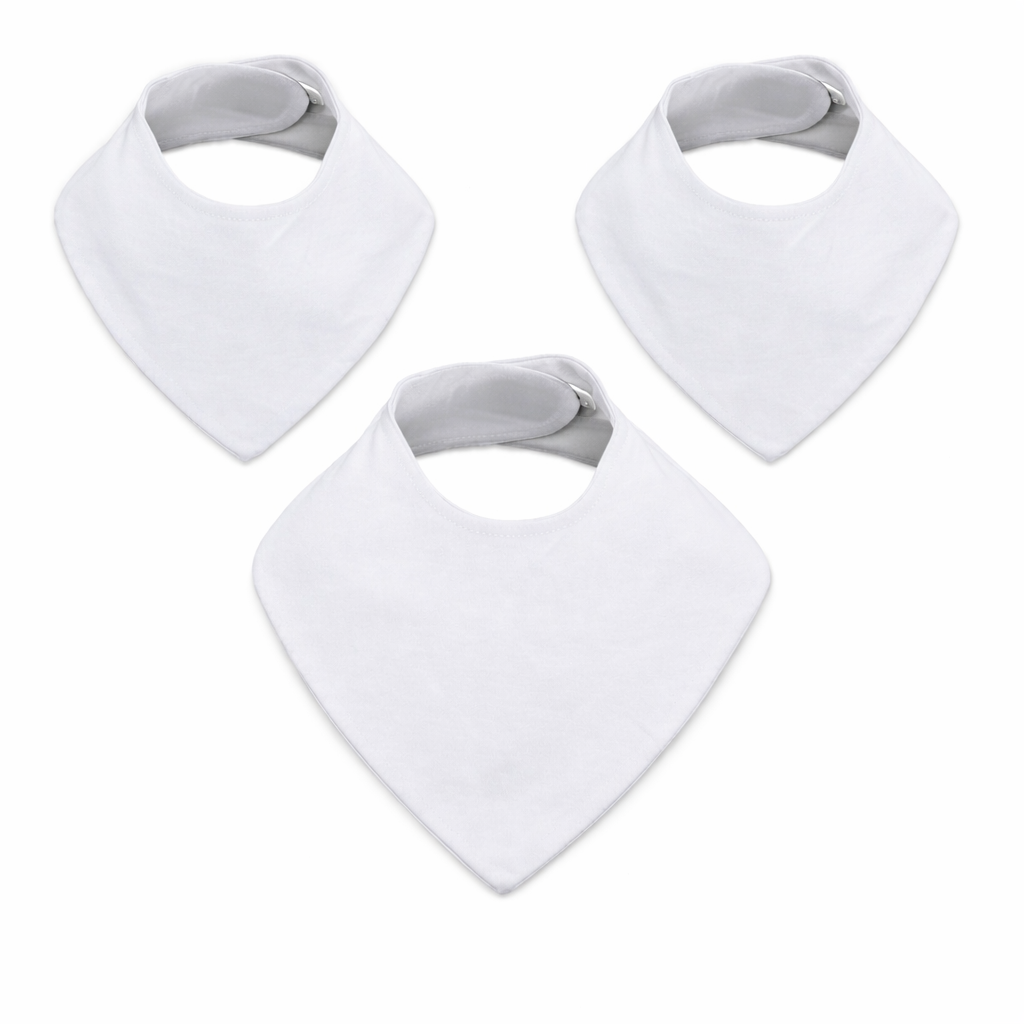 White Bandana Bibs, pack of 3