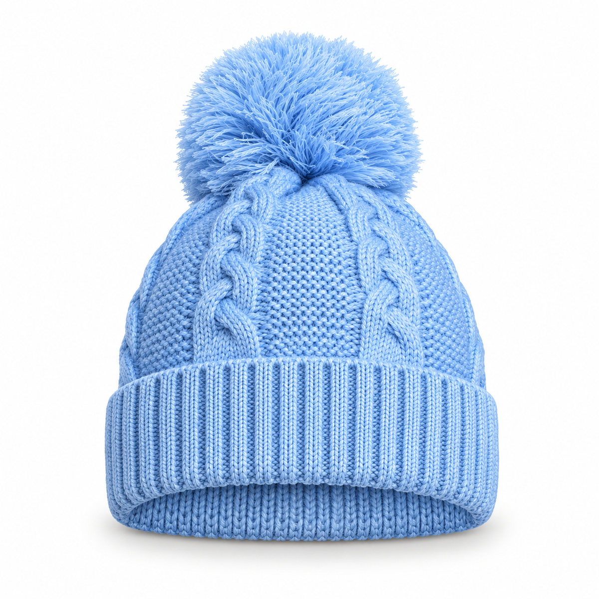 Baby Cable Knit Pom Pom Hat – 100% Recycled Yarn, 0–12 Months