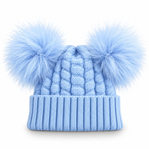 Baby Chunky Knit Double Pom Pom Hat – 0 to 12 Months