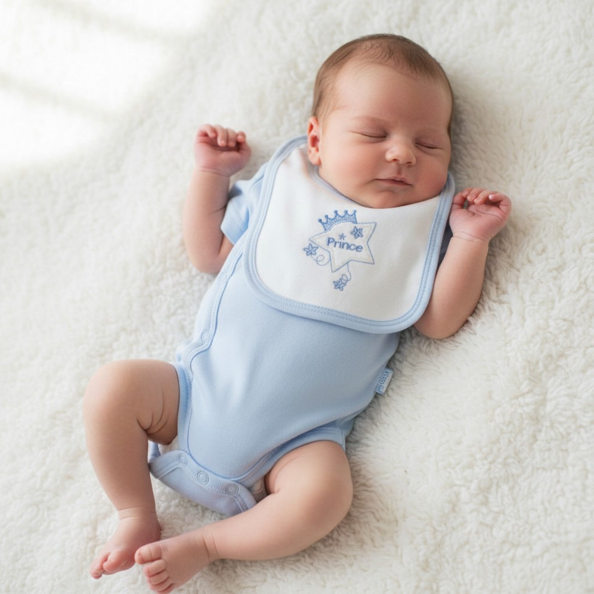 Premature Baby Prince Bodysuit & Bib Set – Sky Blue