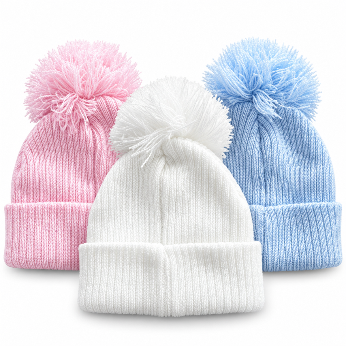 Baby Knitted Pom Pom Bobble Hat – 3–6 Months