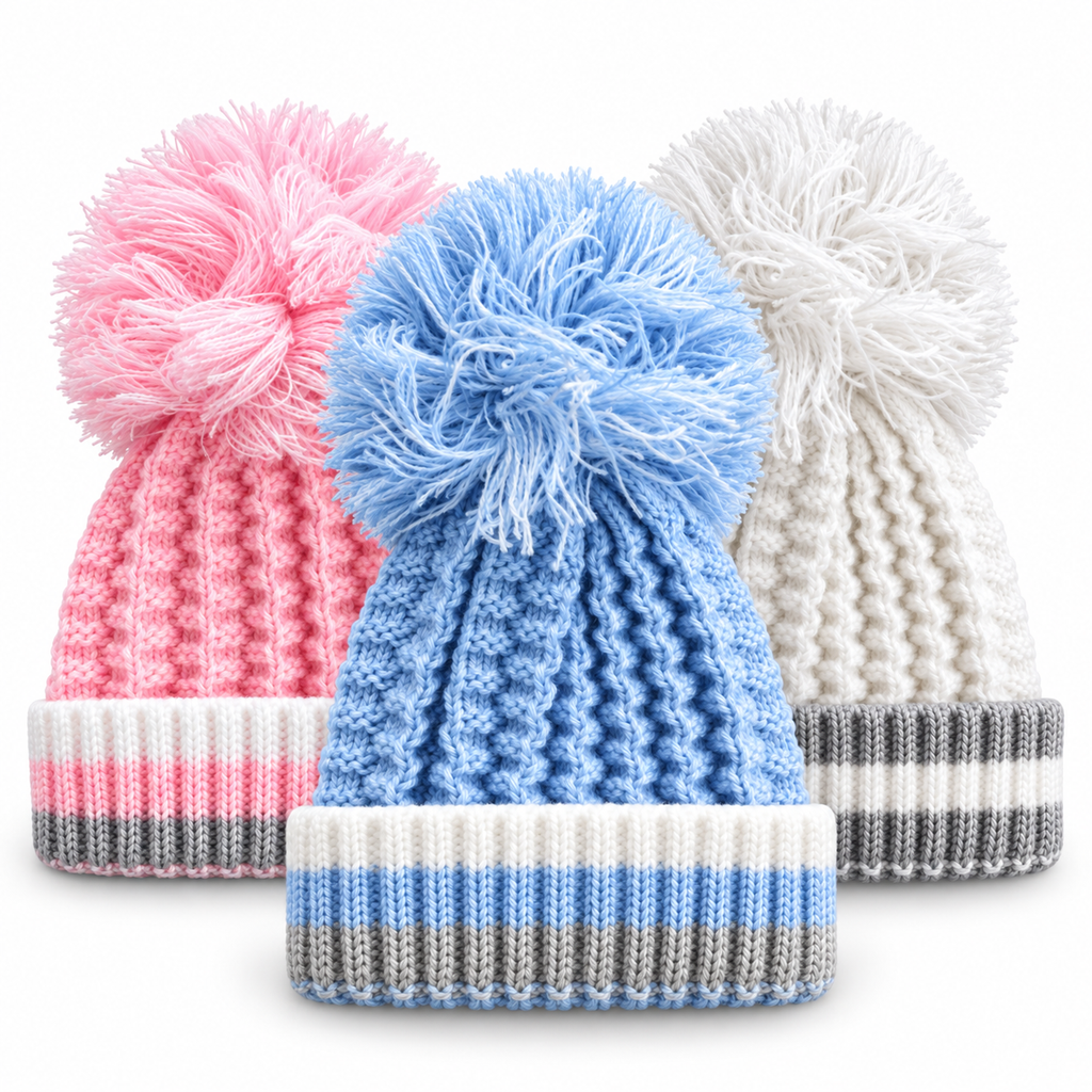 Baby Cable Knit Pom Pom Hat – 0 to 12 Months