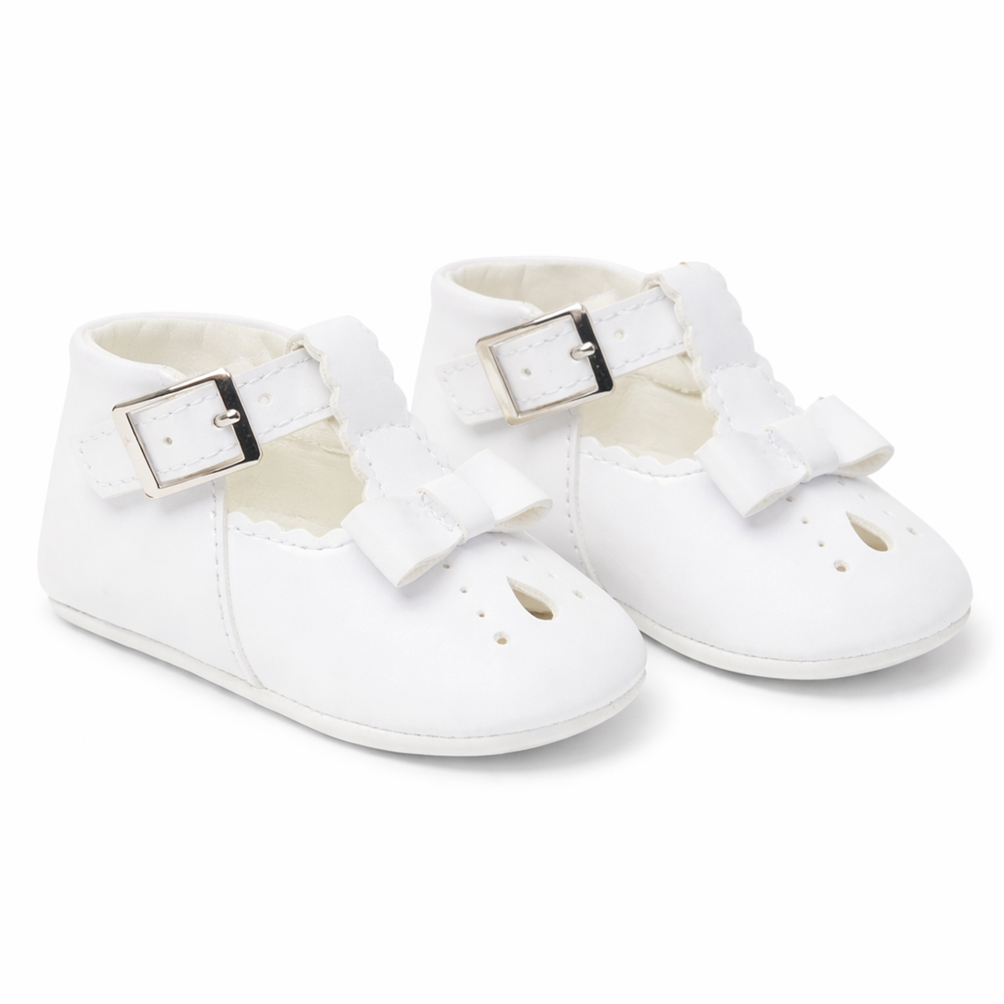Soft sole white patent shoes