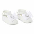 White Christening Shoes With Bow and Diamante