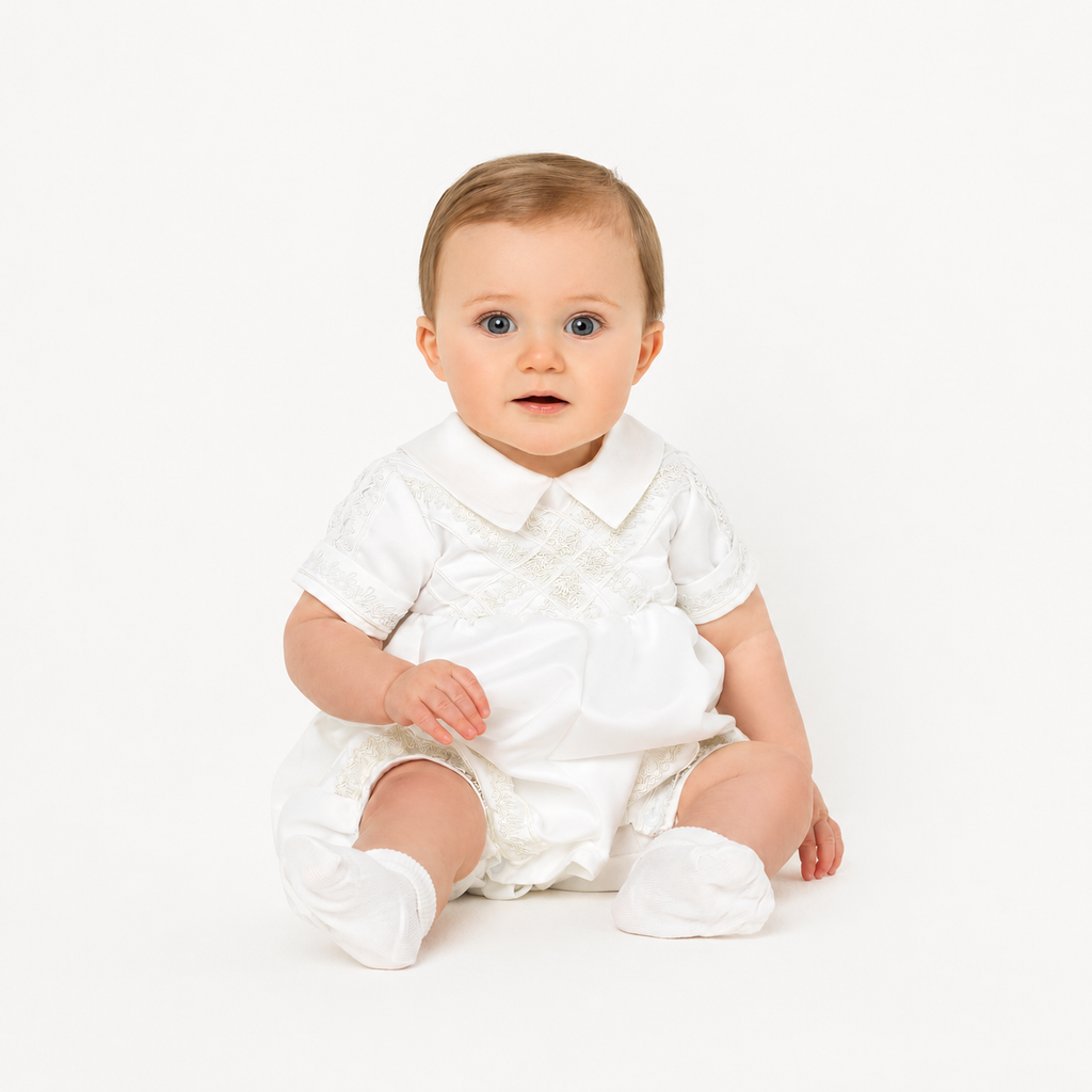 White Christening romper