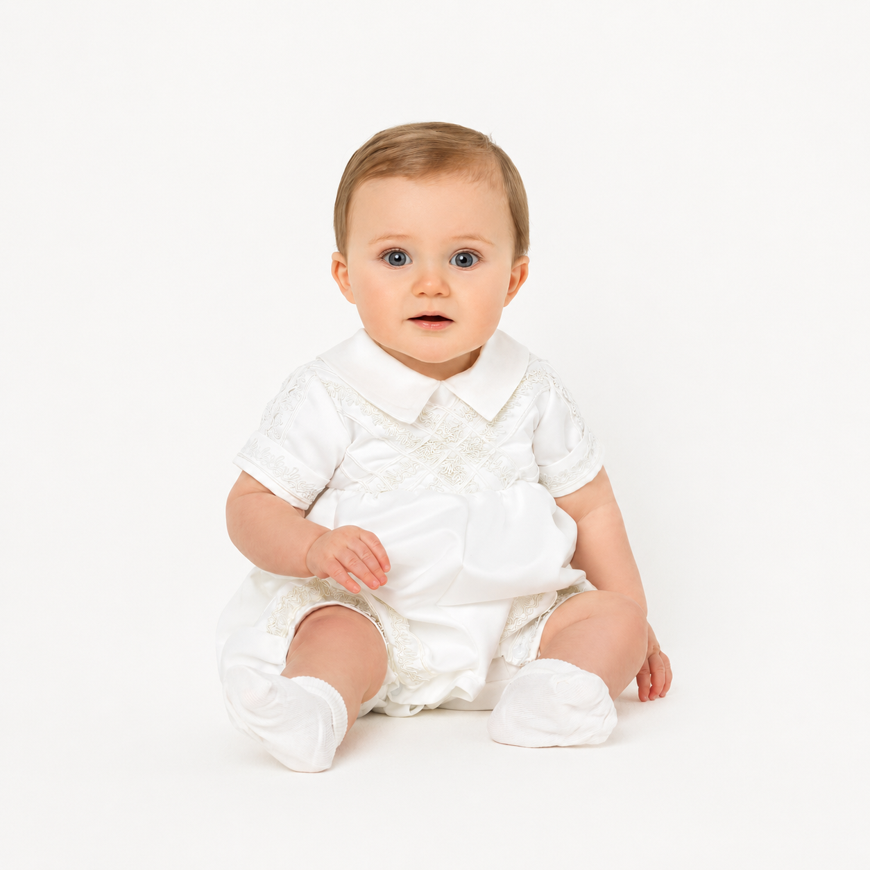 White Christening romper