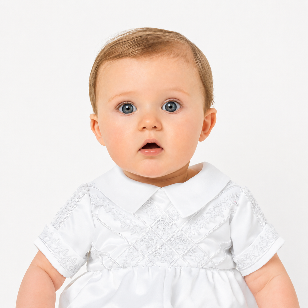 White Christening romper