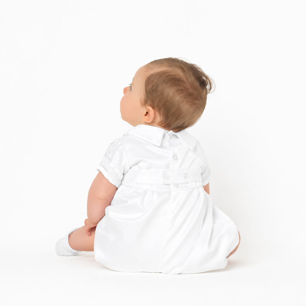 White Christening romper